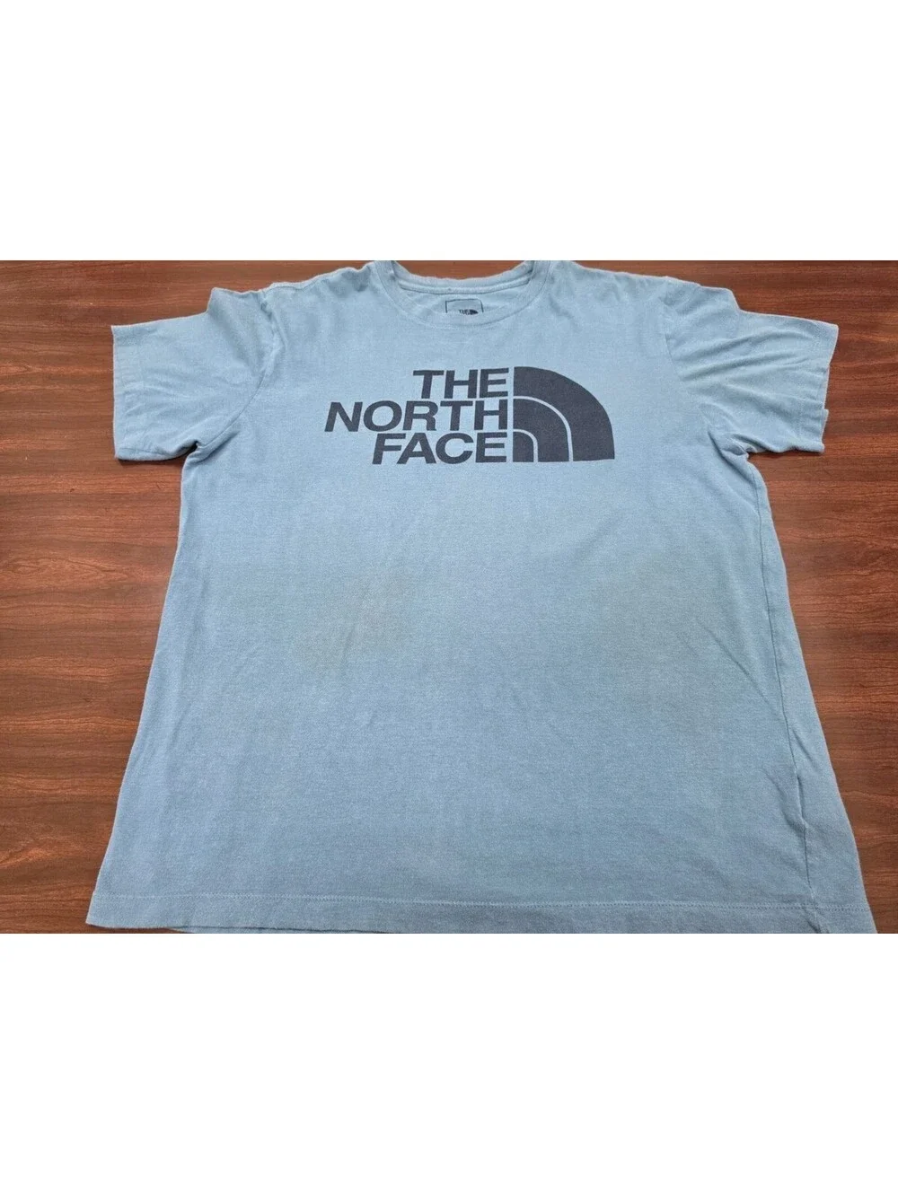 The North Face Mens T Shirt Size M Light Blue Short Sleeve Logo Graphic Cotton